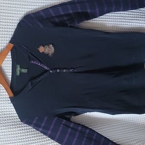 Ralph Lauren Navy and Purple V-Neck Sweater